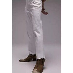 TOPSHOP Cropped Mid Rise Straight Jeans W28 L32 White Jeans NWT B42